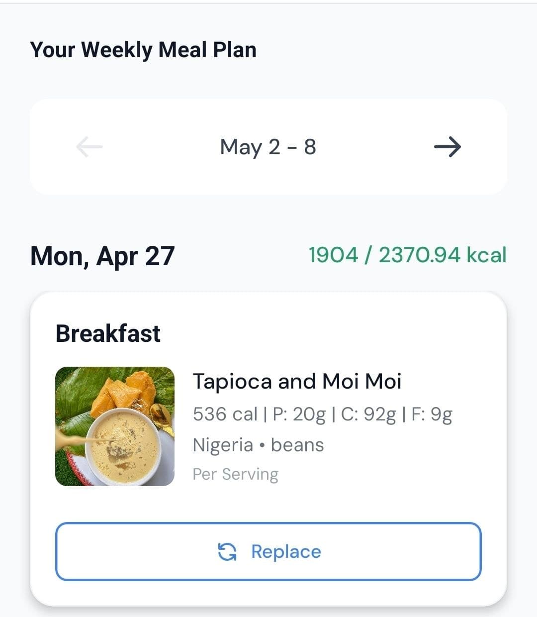 Daily Calorie Tracking feature